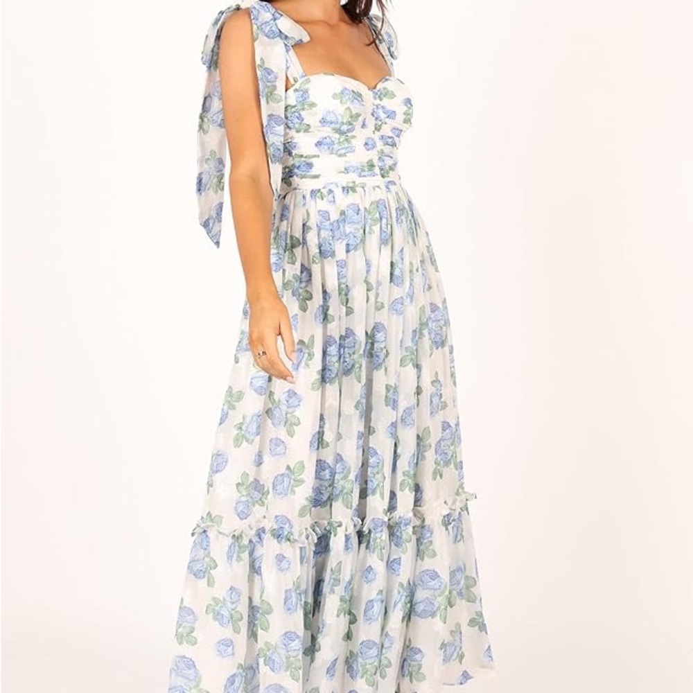 Petal & Pup Blue Floral Midi Dress - Picture 3 of 4